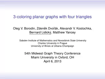 3-coloring planar graphs with four triangles  Oleg V. Borodin, Zden  ek Dvo  rk, Alexandr V.