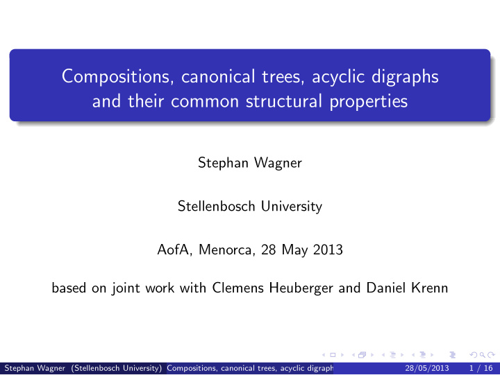 compositions canonical trees acyclic digraphs and their