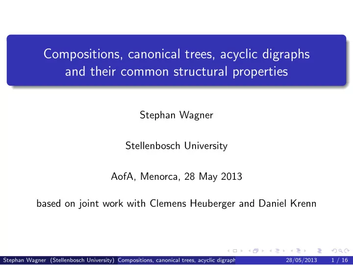 compositions canonical trees acyclic digraphs and their
