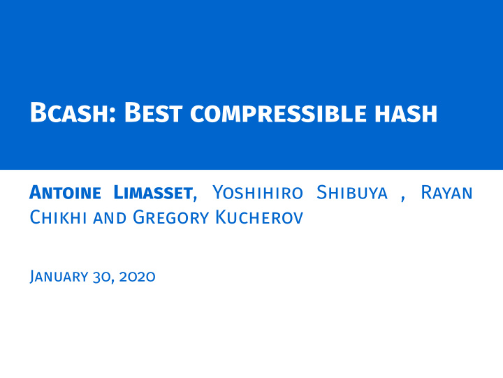 bcash best compressible hash