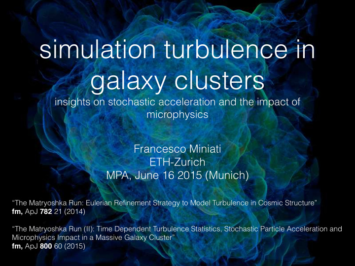 simulation turbulence in galaxy clusters
