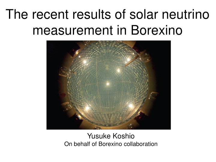the recent results of solar neutrino