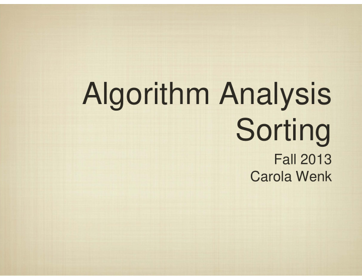 algorithm analysis sorting