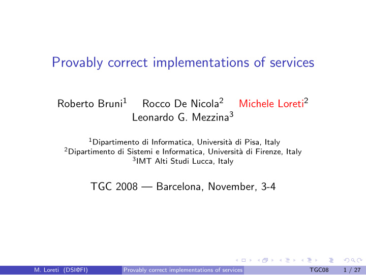 provably correct implementations of services