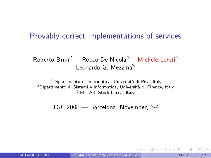 provably correct implementations of services