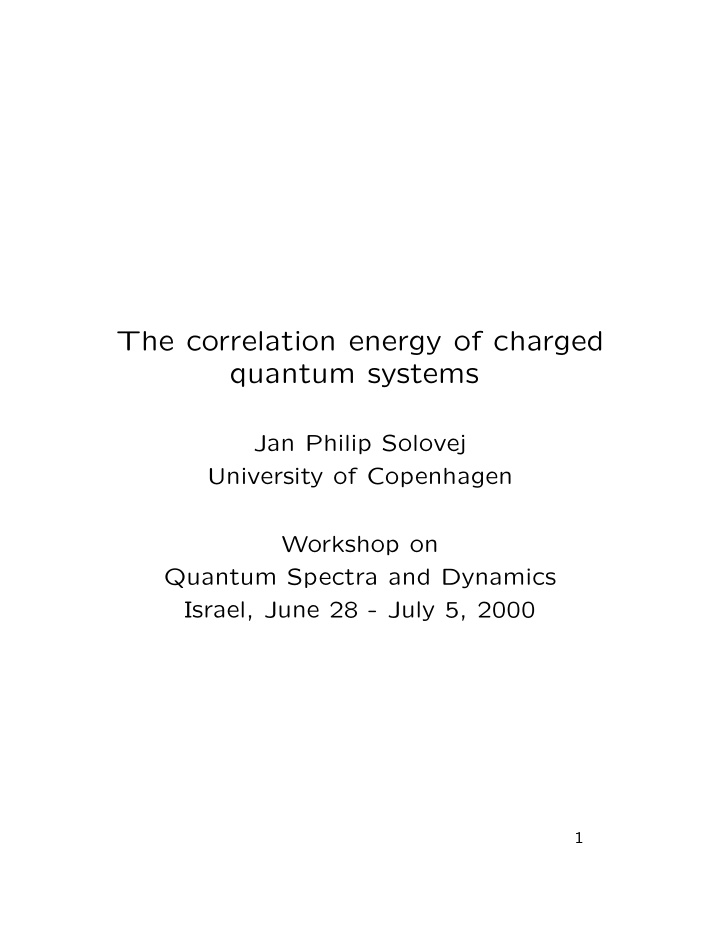 the correlation energy of charged quantum systems