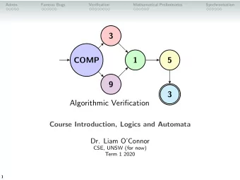 3  COMP  1  5  9  3  Algorithmic Verification  Course Introduction, Logics and Automata  Dr. Liam