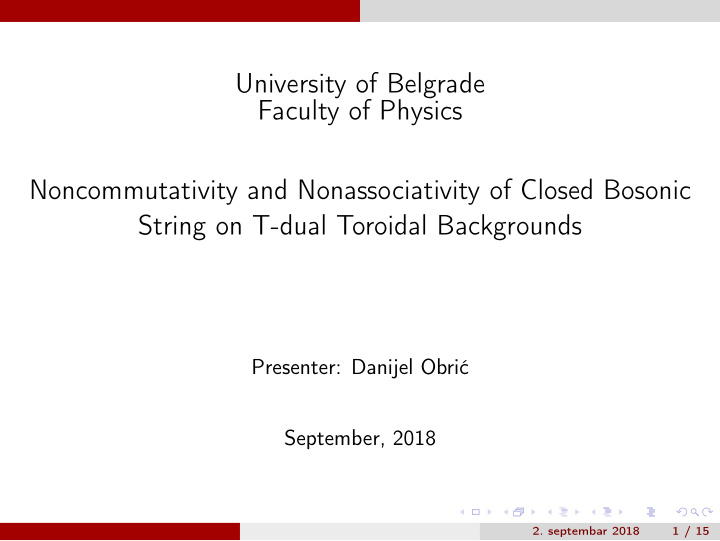 university of belgrade faculty of physics