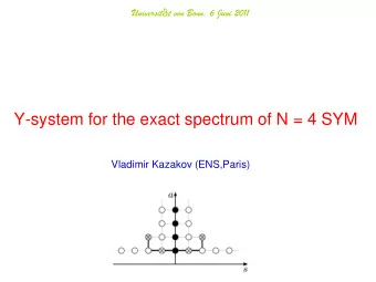 Y-system for the exact spectrum of N = 4 SYM  Vladimir Kazakov (ENS,Paris)  Theoretical Challenges