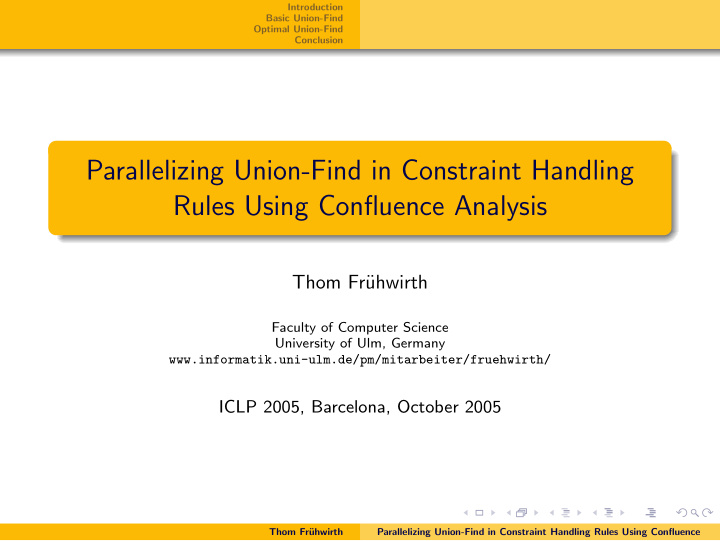 parallelizing union find in constraint handling rules