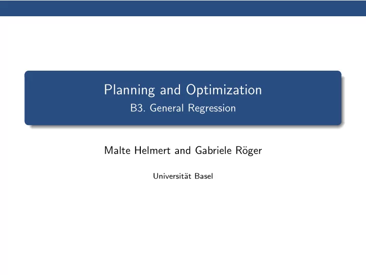 planning and optimization