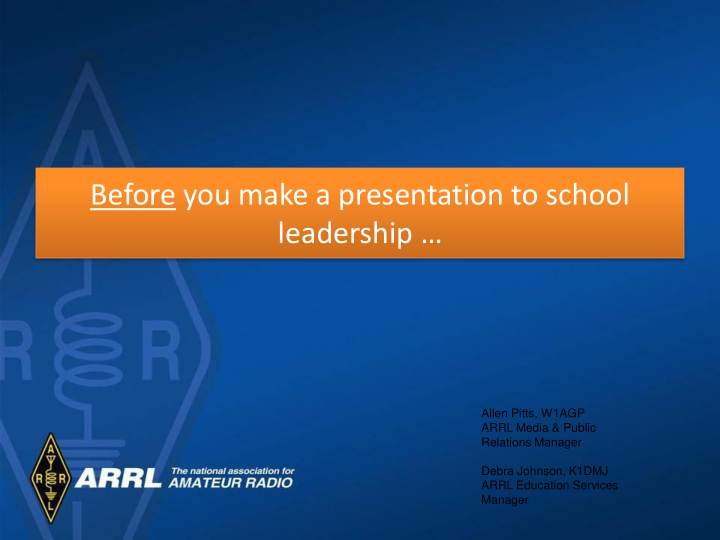 before you make a presentation to school leadership