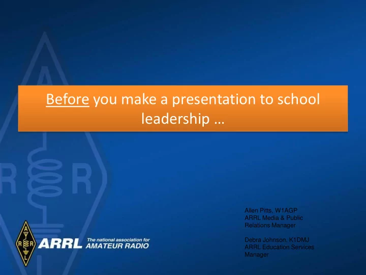 before you make a presentation to school leadership