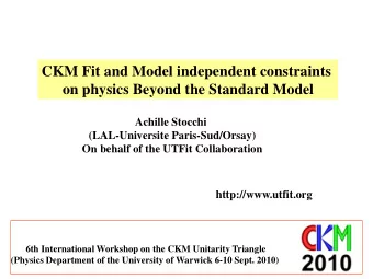 CKM Fit and Model independent constraints  on physics Beyond the Standard Model  Achille Stocchi
