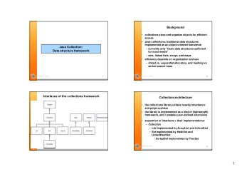 1  Collection architecture (cont.)  Generic utility methods  Map implemented by HashMap,