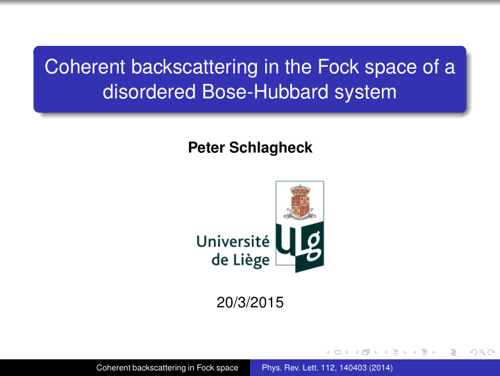 coherent backscattering in the fock space of a disordered