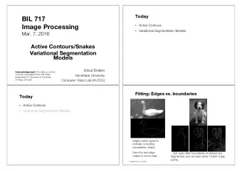 BIL 717  Image Processing  Active Contours      Variational Segmentation Models  Mar. 7, 2016