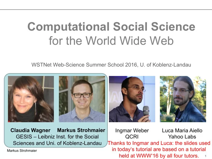 wstnet web science summer school 2016 u of koblenz landau