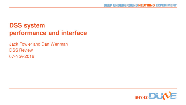 performance and interface