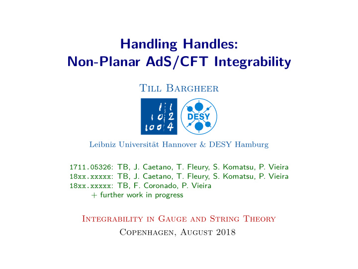 handling handles non planar ads cft integrability