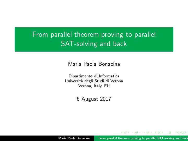 from parallel theorem proving to parallel sat solving and