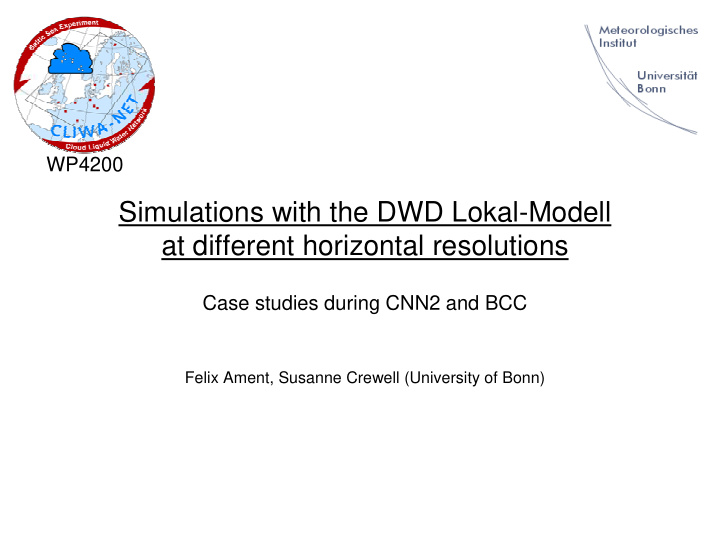 simulations with the dwd lokal modell at different