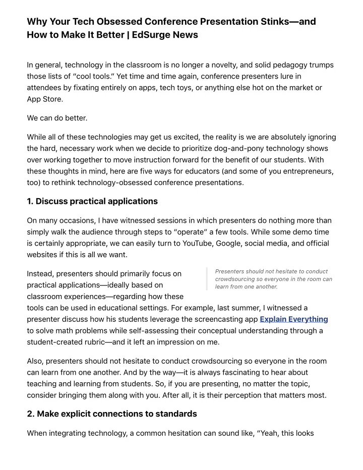 why your tech obsessed conference presentation stinks and