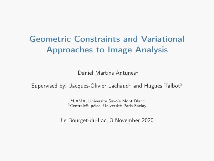 geometric constraints and variational approaches to image