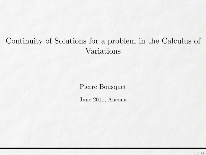 continuity of solutions for a problem in the calculus of