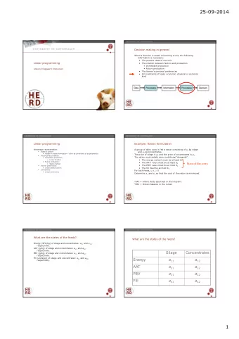25-09-2014  Decision making in general  When a decision is made concerning a unit, the following