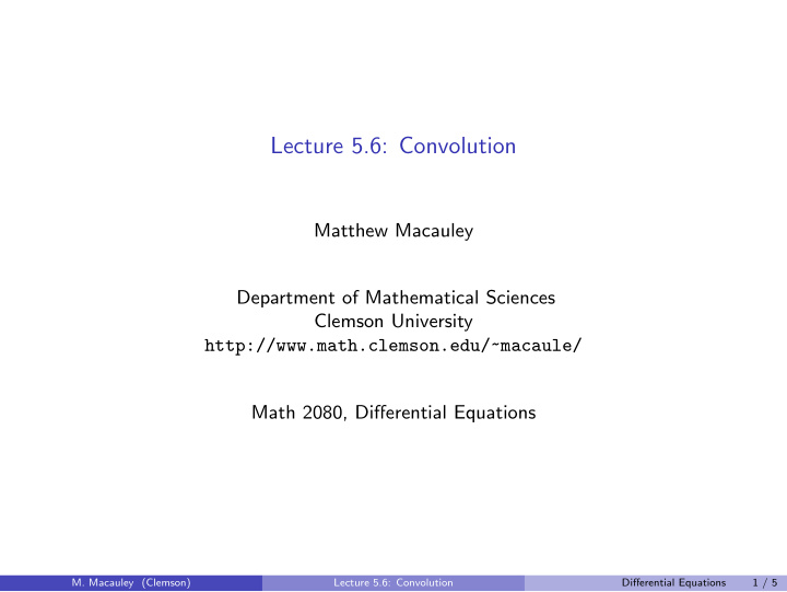 lecture 5 6 convolution