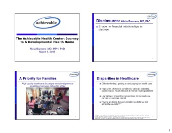 Disparities in Healthcare  The Achievable Clinic  Barriers to patient-and family-centered