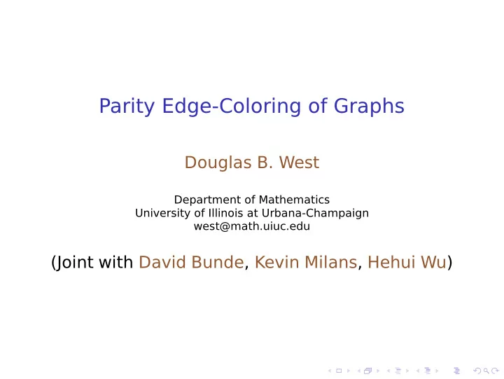 parity edge coloring of graphs
