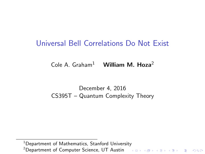 universal bell correlations do not exist