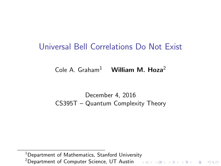 universal bell correlations do not exist