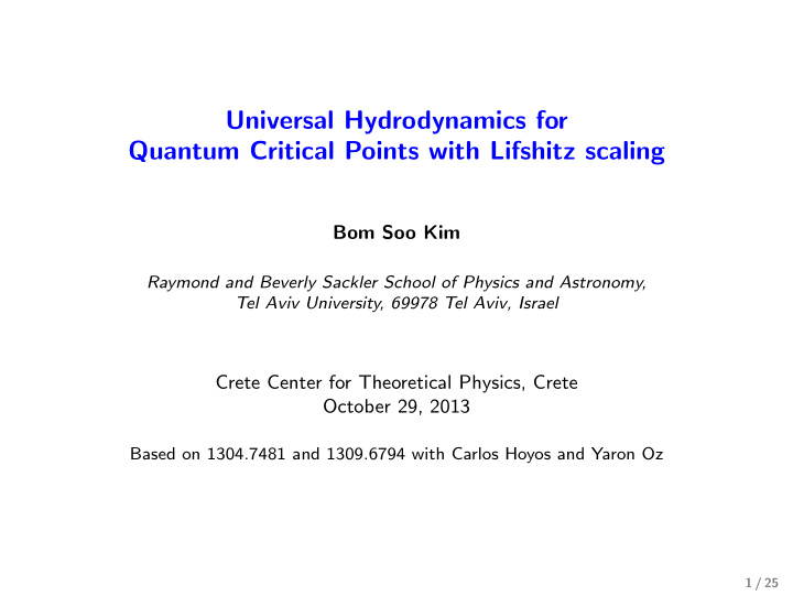 universal hydrodynamics for quantum critical points with