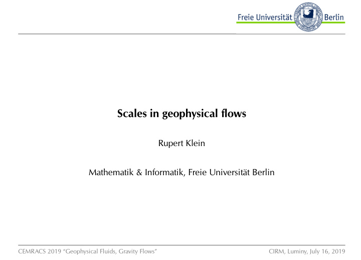 scales in geophysical flows