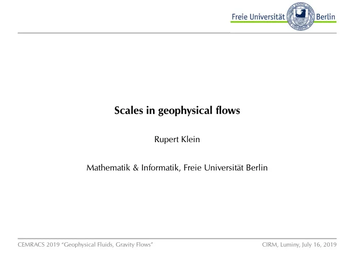 scales in geophysical flows
