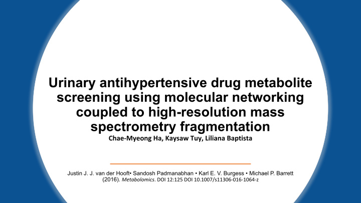 urinary antihypertensive drug metabolite screening using