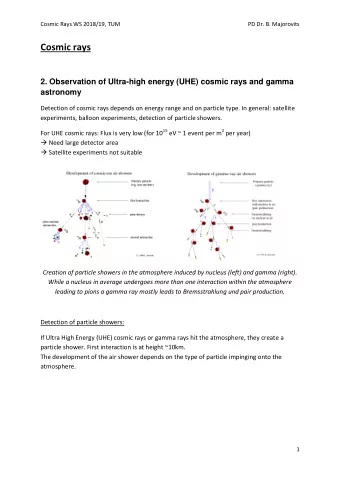 Cosmic rays  2. Observation of Ultra-high energy (UHE) cosmic rays and gamma astronomy  Detection