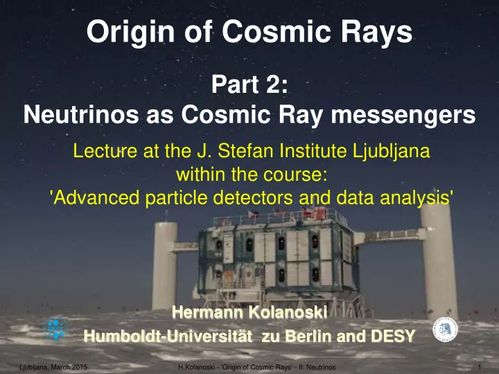 origin of cosmic rays