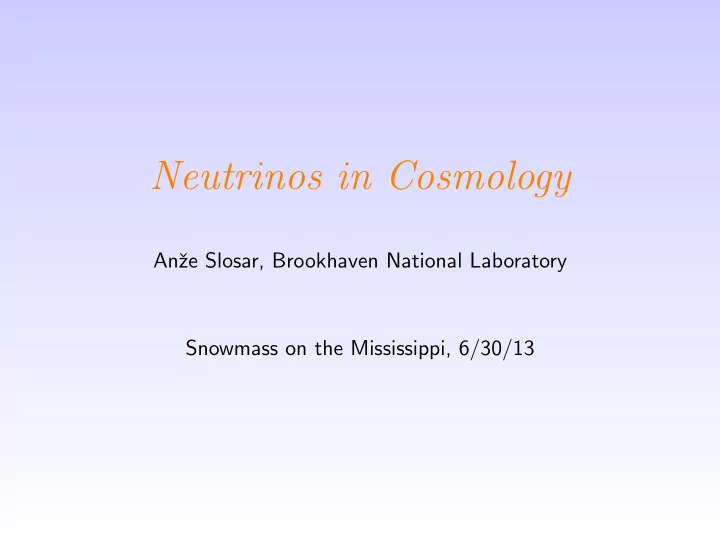 neutrinos in cosmology