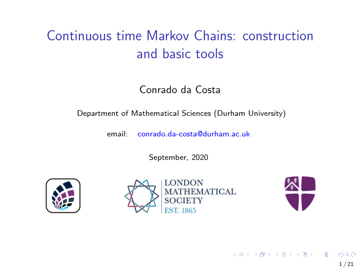 continuous time markov chains construction and basic tools