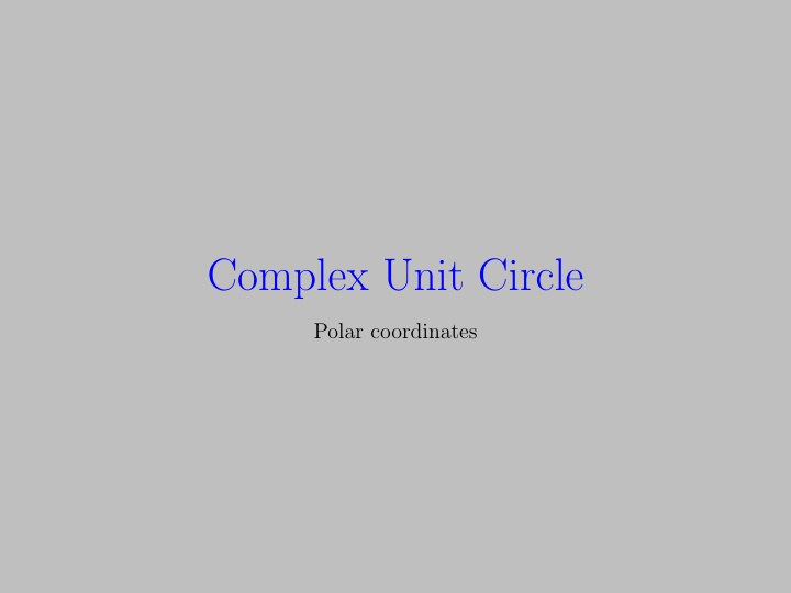 complex unit circle
