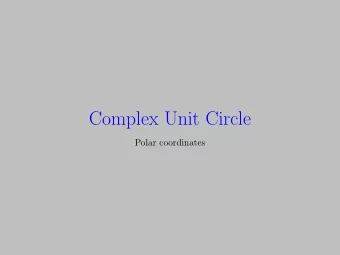 Complex Unit Circle  Polar coordinates x 2 = 1 has two solutions: x  { 1 } .  Imaginary  Real