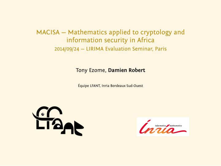 macisa mathematics applied to cryptology and information