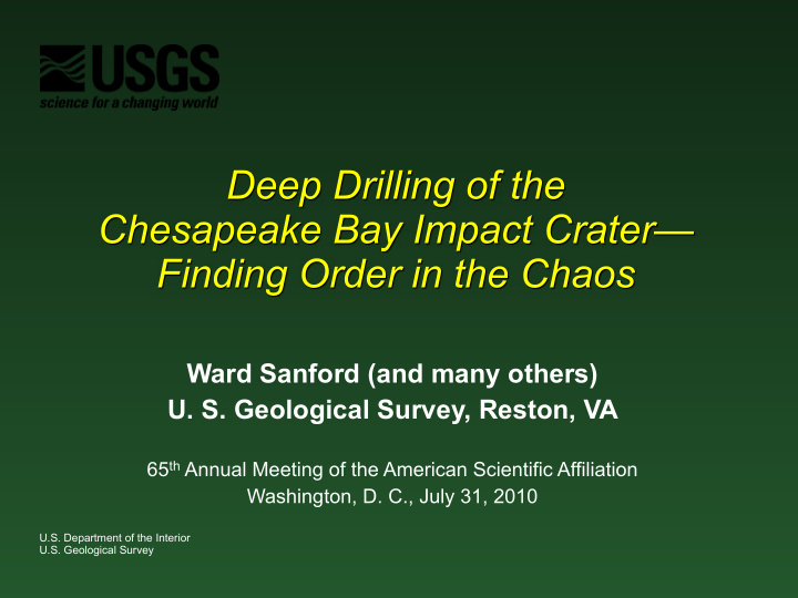 deep drilling of the chesapeake bay impact crater finding