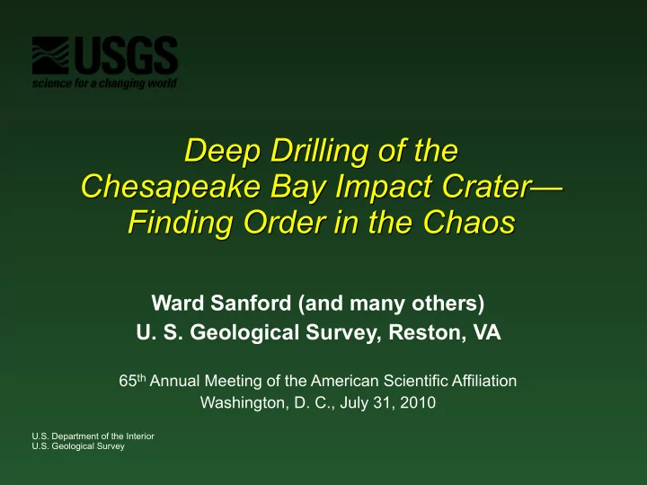 deep drilling of the chesapeake bay impact crater finding