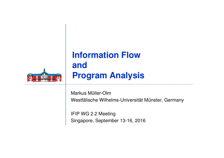 information flow and program analysis program analysis