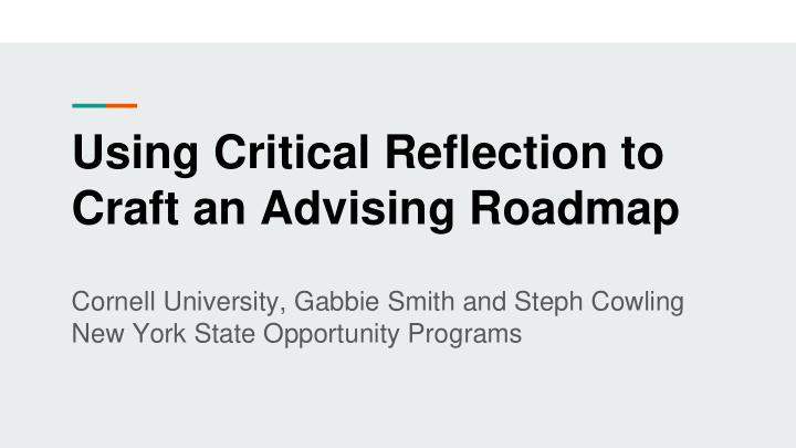 craft an advising roadmap